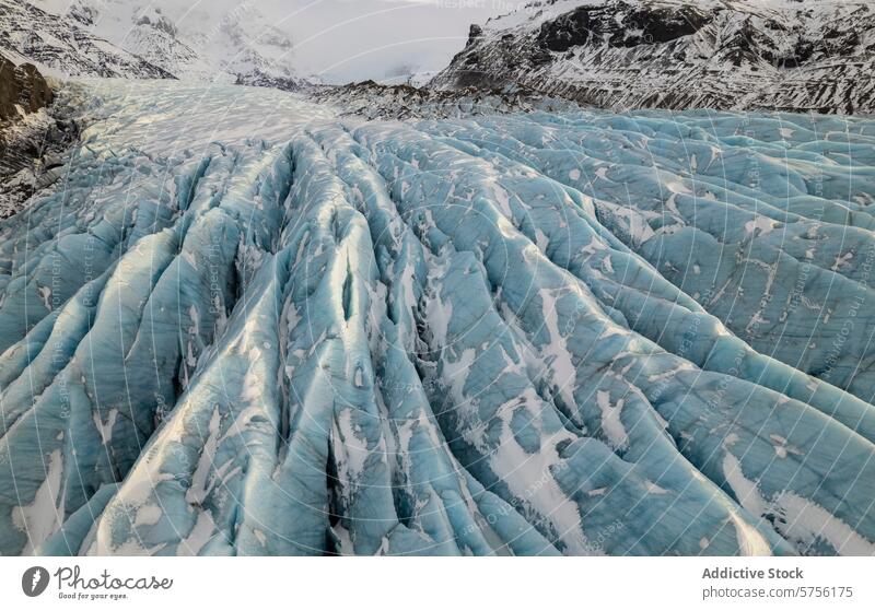 Frozen crevasses on an Icelandic glacier iceland nature frozen landscape cold arctic majestic scenic outdoors environment climate snow winter travel tourism