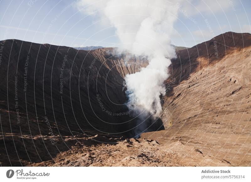 Majestic view of smoking volcano crater in Indonesia indonesia smoke geological active majestic raw beauty nature landscape travel tourism adventure outdoor