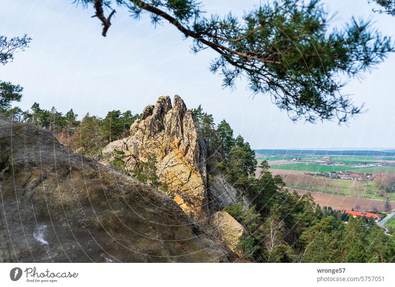 Sandstone rocks sandstone rocks Rock Rock group striking group of rocks 3 Peaks Hamburg coat of arms Exterior shot rock formation Nature Colour photo