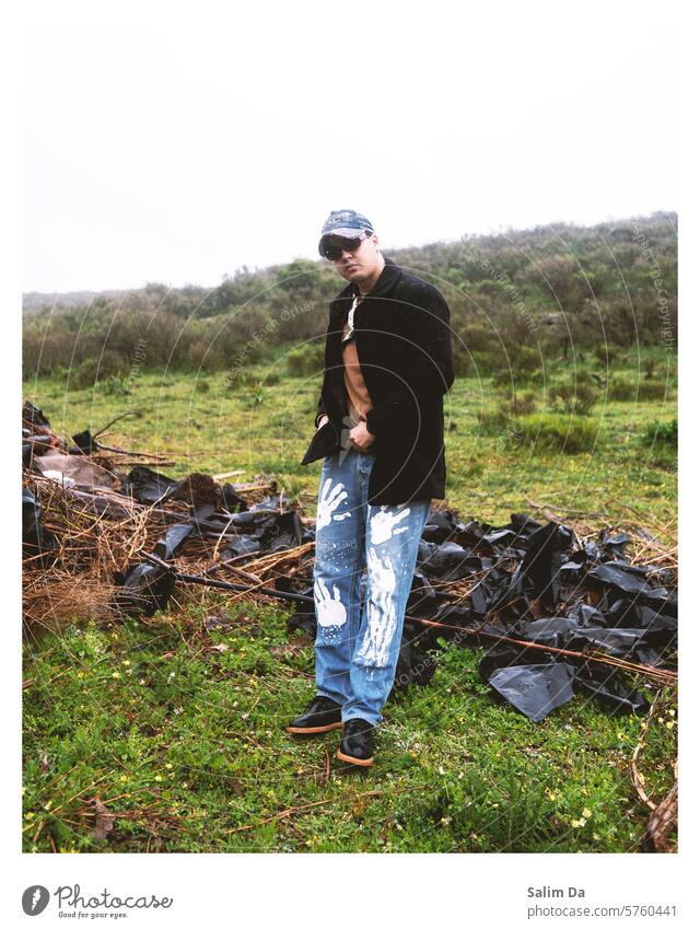 Stylish man against the rainy sky Style stylish Fashion fashionable Man male Rain Sky skies trendy Fashioned Fashion Model pose fashionista fashion photography