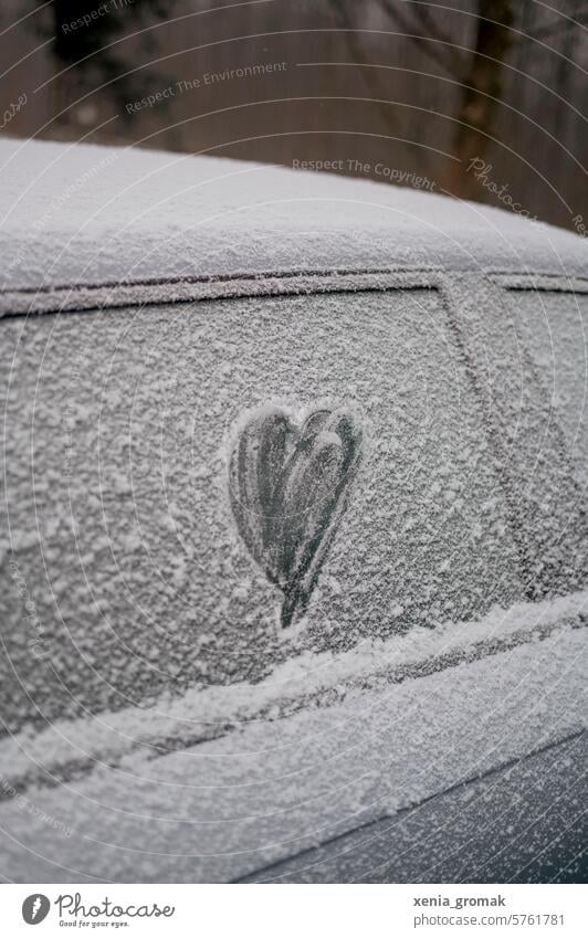 Herz Schnee Autoscheibe Winter Winter mood Winter's day Snow winter Winter forest kalt schnee liebe Nature Frost White Winter walk herz