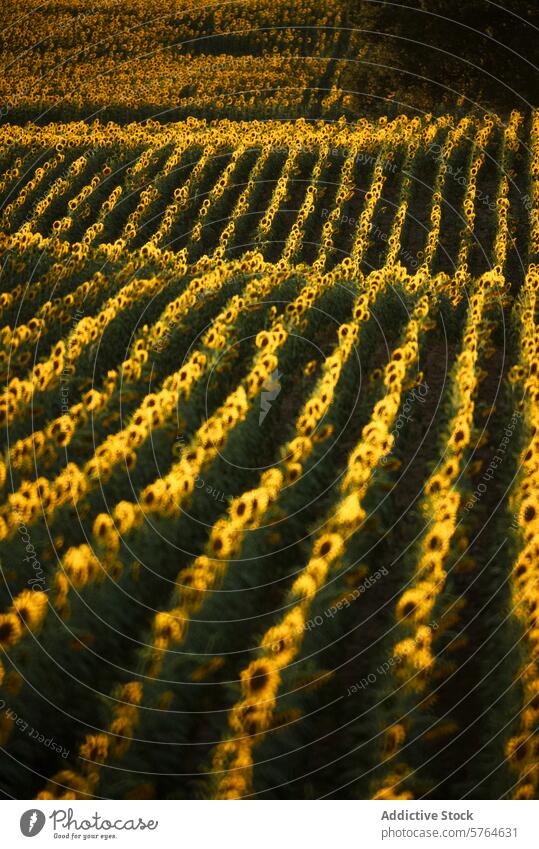 Golden sunflower rows in warm light, Guadalajara field golden guadalajara spain agriculture nature crop plant vibrant color farm rural landscape natural beauty