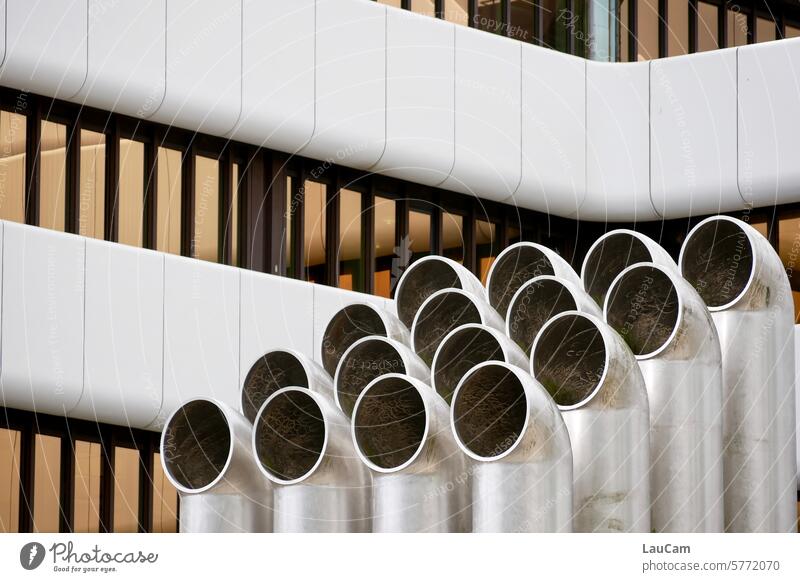 Look down the tube Pipe Ventilation pipes reeds look down the tube Conduit Building technique ventilation equipment Industrial technology Outlet air