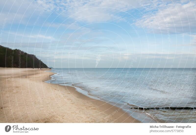 Baltic Sea beach in Heringsdorf / Usedom Island Island Usedom Baltic beach Beach Landscape Nature Water Ocean Cloud formation Clouds Sky coast Sand Waves