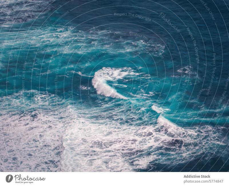 Turquoise waves crashing in La Palma, Spain la palma spain ocean turquoise aerial view sea water coast island vibrant nature natural beauty marine seascape