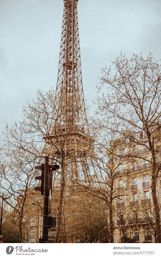 Paris, France, Eiffel tower during early spring paris france street french travel cityscape urban gloomy tourism landmark europe building famous historic old