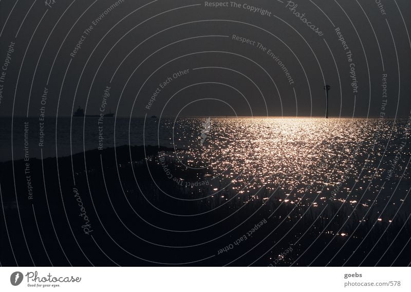 evening stmming at the north sea Ocean Watercraft Sunset Beach Dike North Sea