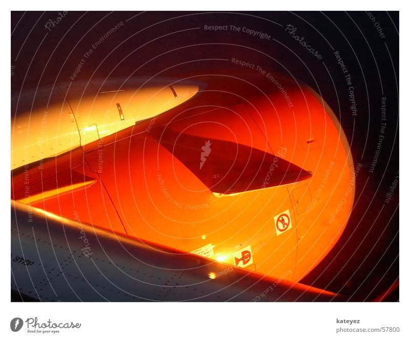 Easyjet aircraft Airplane Above the clouds Vacation & Travel easy jet Orange Flying Aviation nozzle Detail Sun Bright Shadow