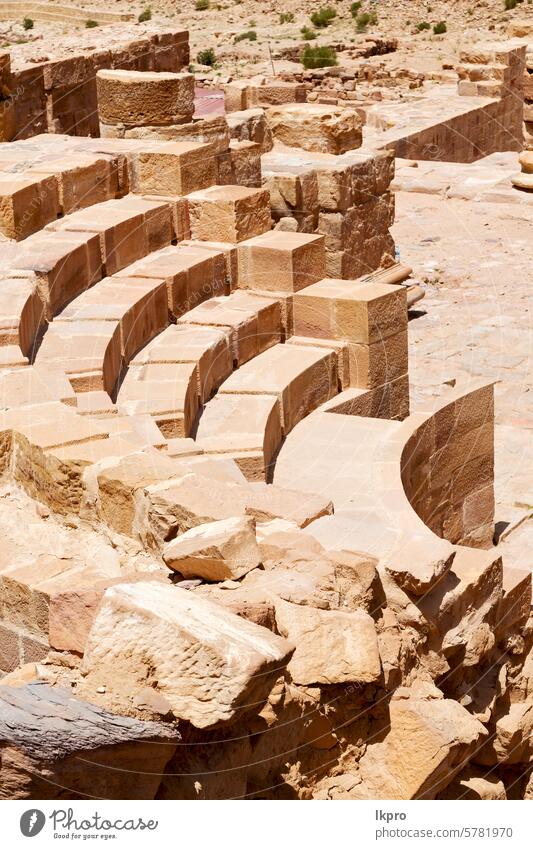 the antique street full of columns and   heritage petra jordan ancient city architecture stone rock travel temple view east roman world middle tourism