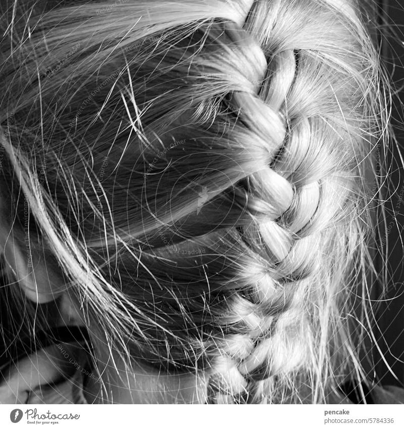 favorite hairstyle | tidy Braids Plaited Blonde Girl Long-haired Detail Close-up Hair and hairstyles Rear view