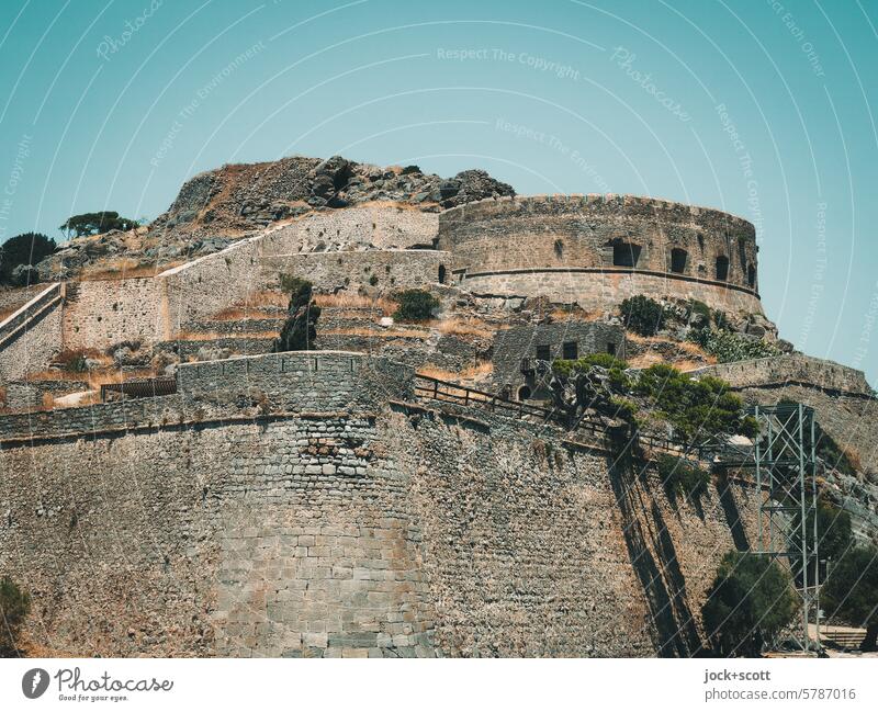 No fortress is so strong that time cannot take it Stone wall Manmade structures Sea fortress Fortress Tourist Attraction Old Crete Greece Historic Island