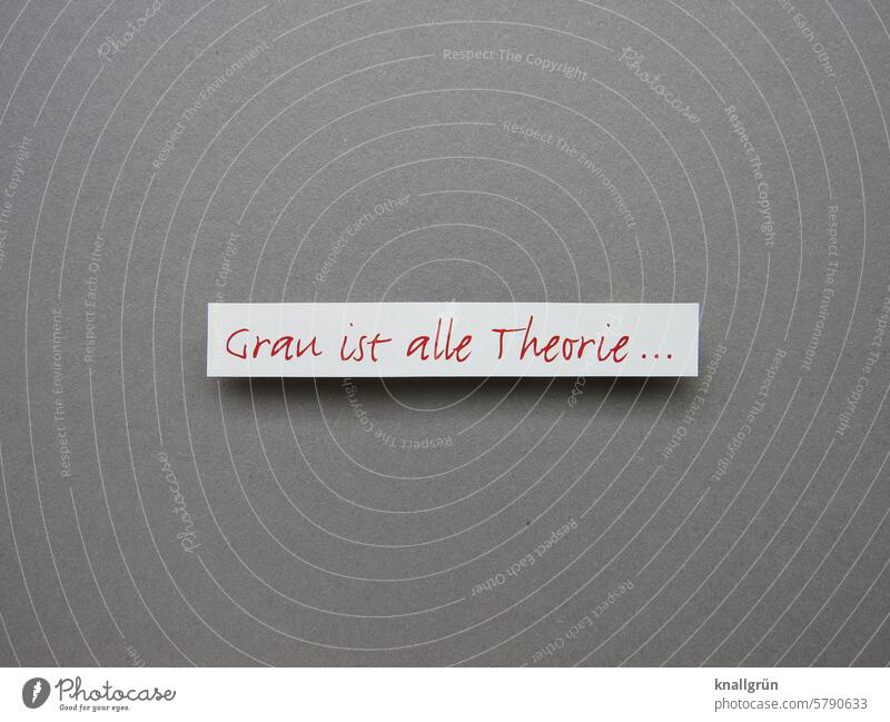 All theory is gray... Study Text Theory lacking in practical relevance Know Education School Reading Information Book Literature Academic studies