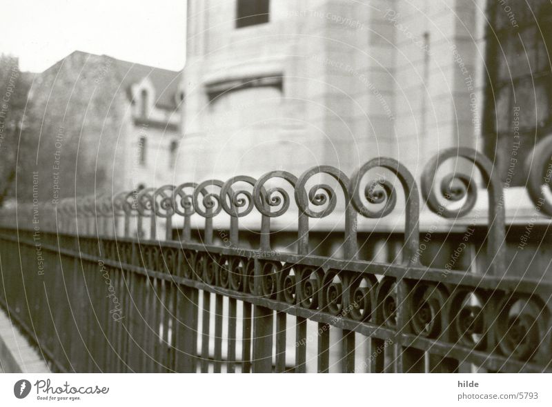 fence Fence Historic Black & white photo iron fence