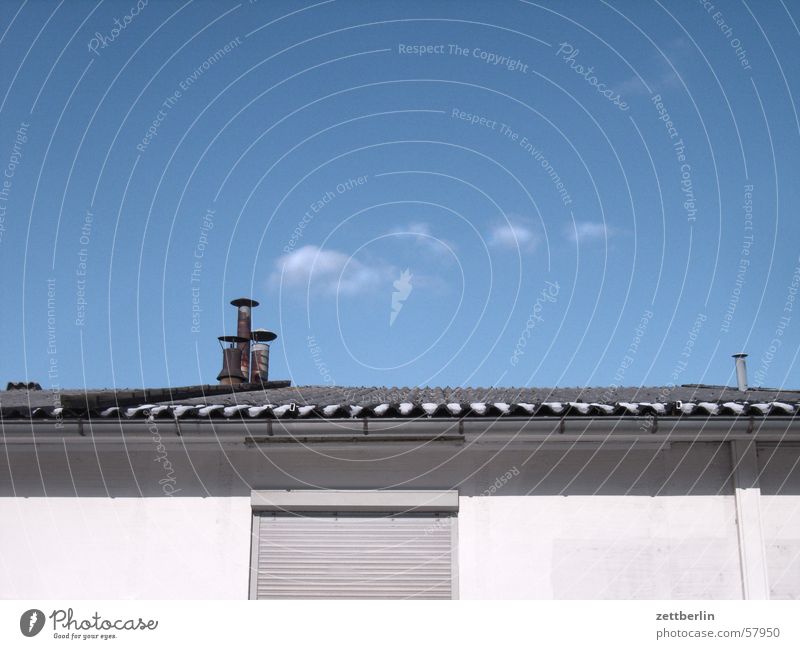 little cloud Clouds Corrugated sheet iron Midday Venetian blinds Closed Roller shutter Sky Chimney Sun