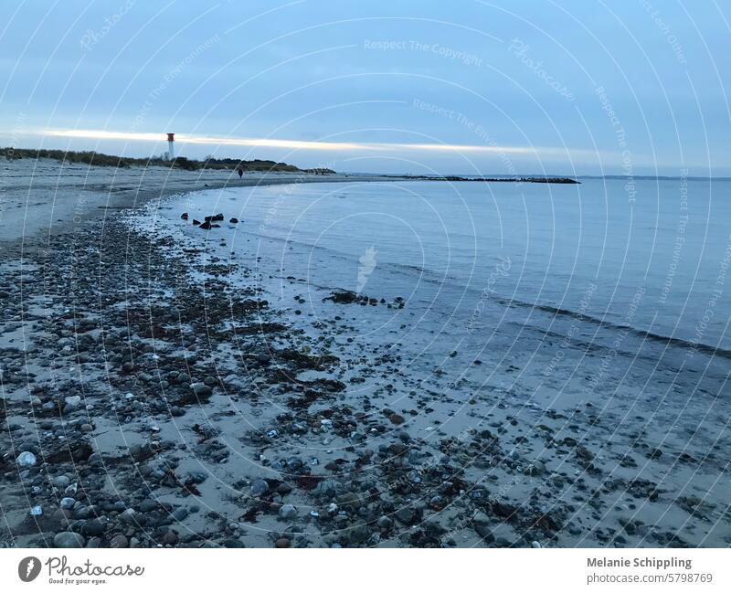 Winter at the Baltic Sea - evening atmosphere at Heidkate lighthouse Beach Lighthouse Sand Evening evening mood Ocean seascape coast Landscape Exterior shot