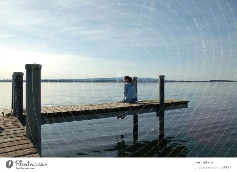 [un]fulfilled dreams? Zugersee Lake Romance Loneliness Dream Hope Desire Footbridge Contentment Calm Break Water Wait Blue