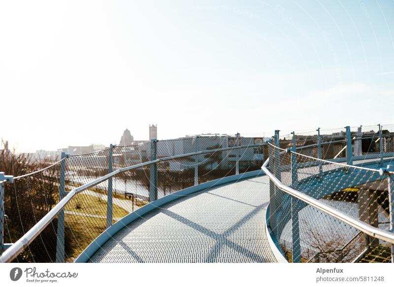 Bridge over the Obererft in Neuss Pedestrian bridges Pedestrian crossing pedestrian bridge Lanes & trails Architecture Exterior shot Bridge railing