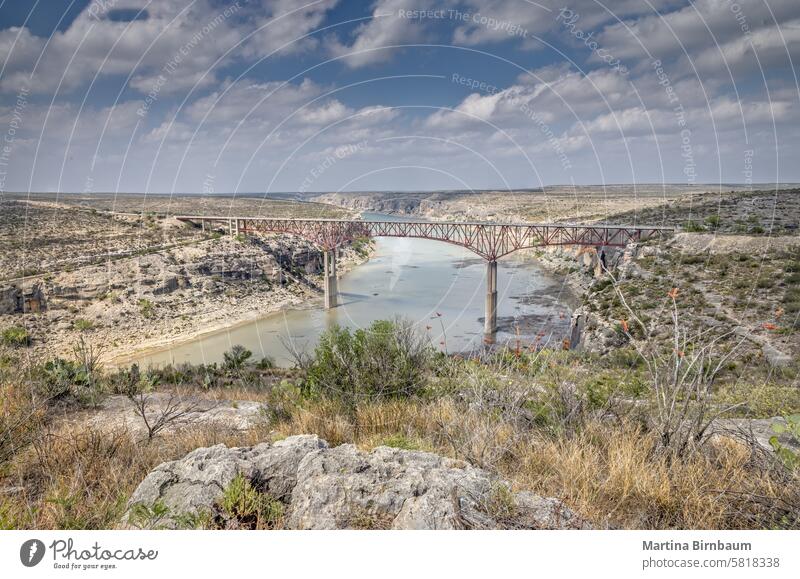 View over the Pecos river and the Pecos river high bridge pecos river landscape travel desert boating fishermen gorge light blue water fishing sky rivers us