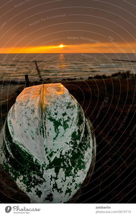 Hiddensee - Fishing boat with sunset Evening Dark Twilight Closing time holidays Far-off places Spring greaves Horizon Island kloszer Mecklenburg Ocean MV