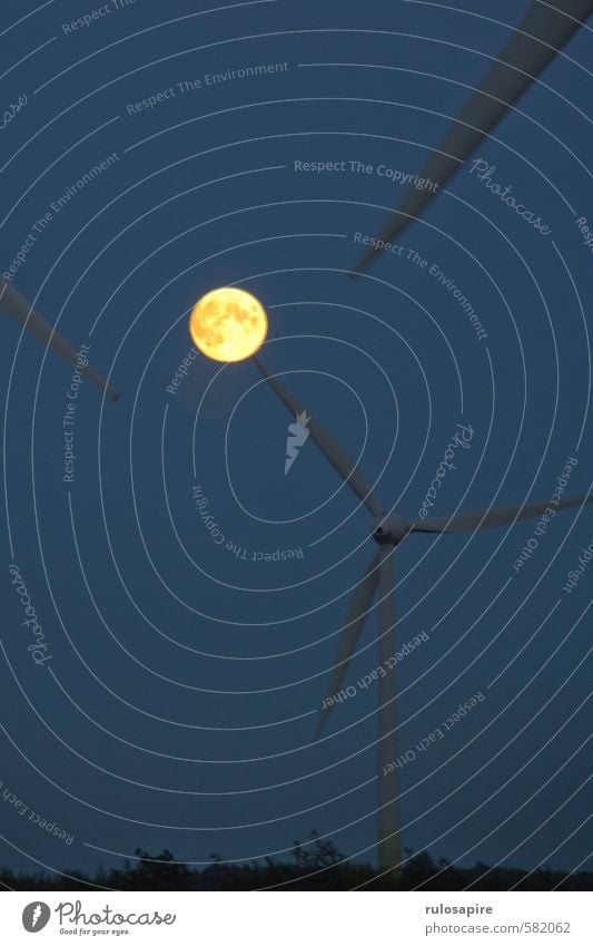 Moon vs. Energy II Agriculture Forestry Energy industry Renewable energy Wind energy plant Energy crisis Nature Landscape Air Sky Cloudless sky Night sky