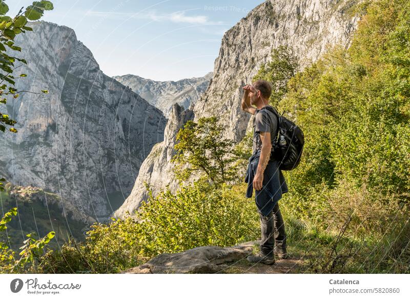 On the road in the mountains Gray Blue look at wide Sky Nature strenuous hikers stones Mountain Summer Climate Beautiful weather Peak Stony daylight Hiking