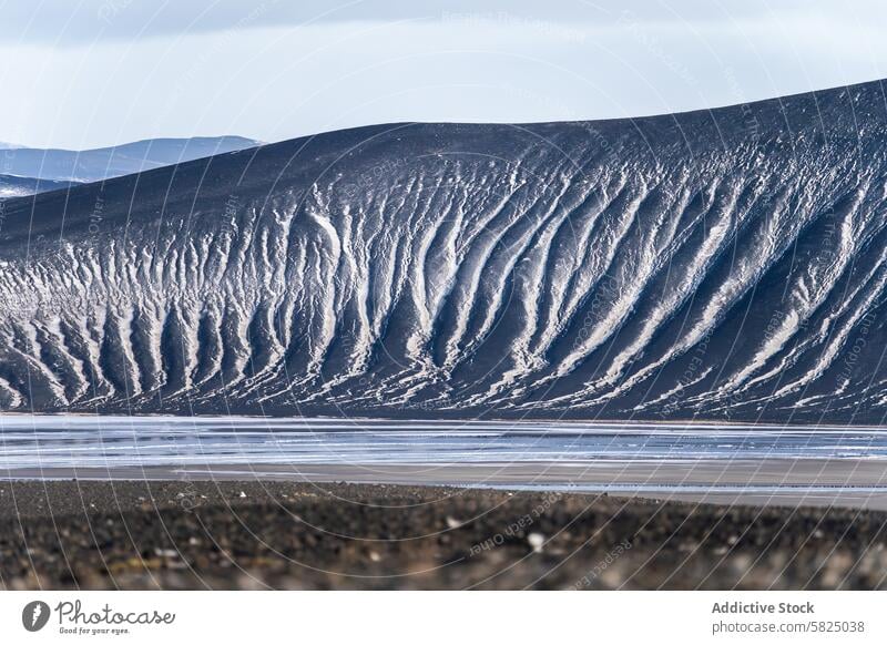 Textured volcanic hills in Icelandic highlands iceland pattern texture rugged terrain cloudy sky striking earth geology landscape natural outdoor scenic travel