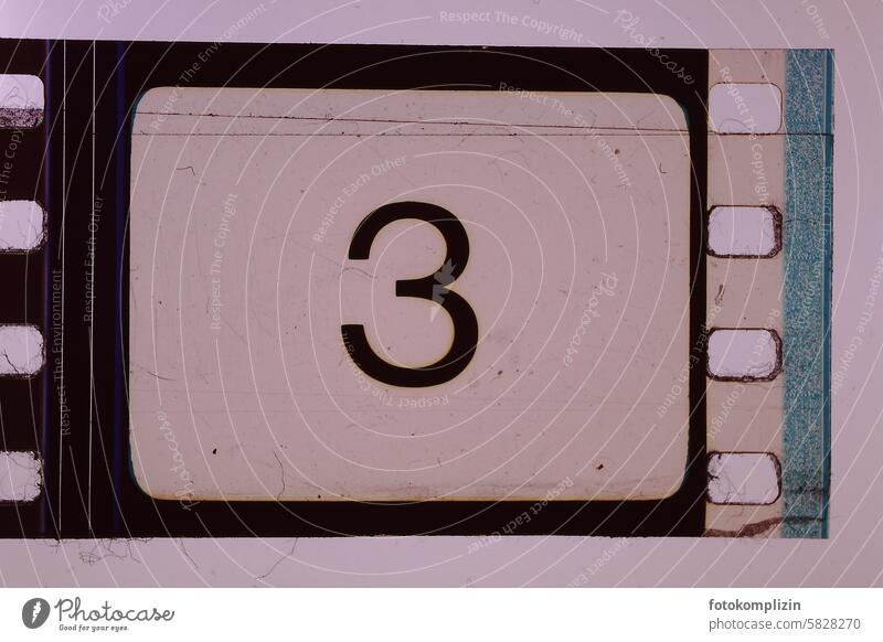 3 number Pink typo Digits and numbers three Filmstrips Analog Negative digit