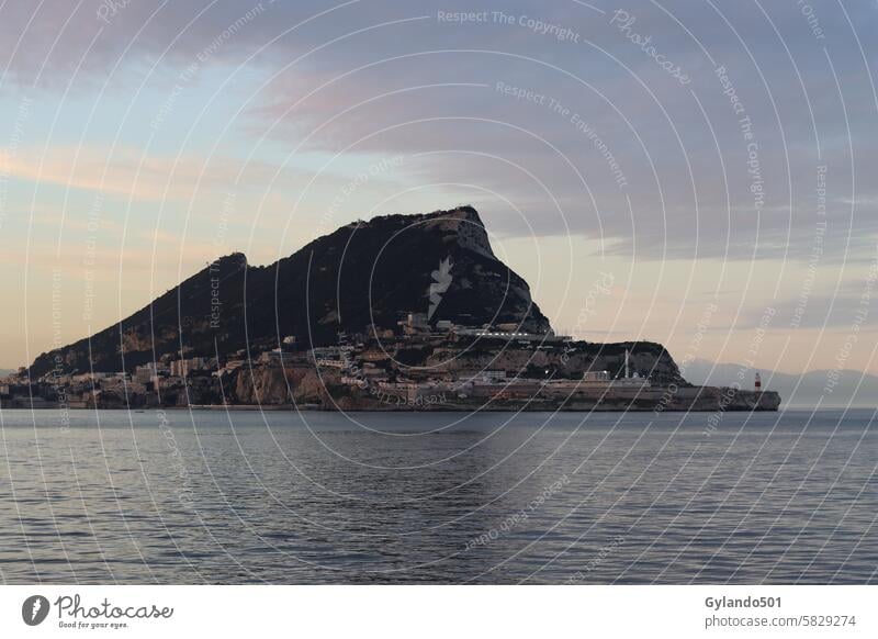 Gibraltar at dusk gibraltar sunset sea island u.k. great britain spain mediterranean sea atlantic ocean sky landscape coast mountain nature travel cloud clouds