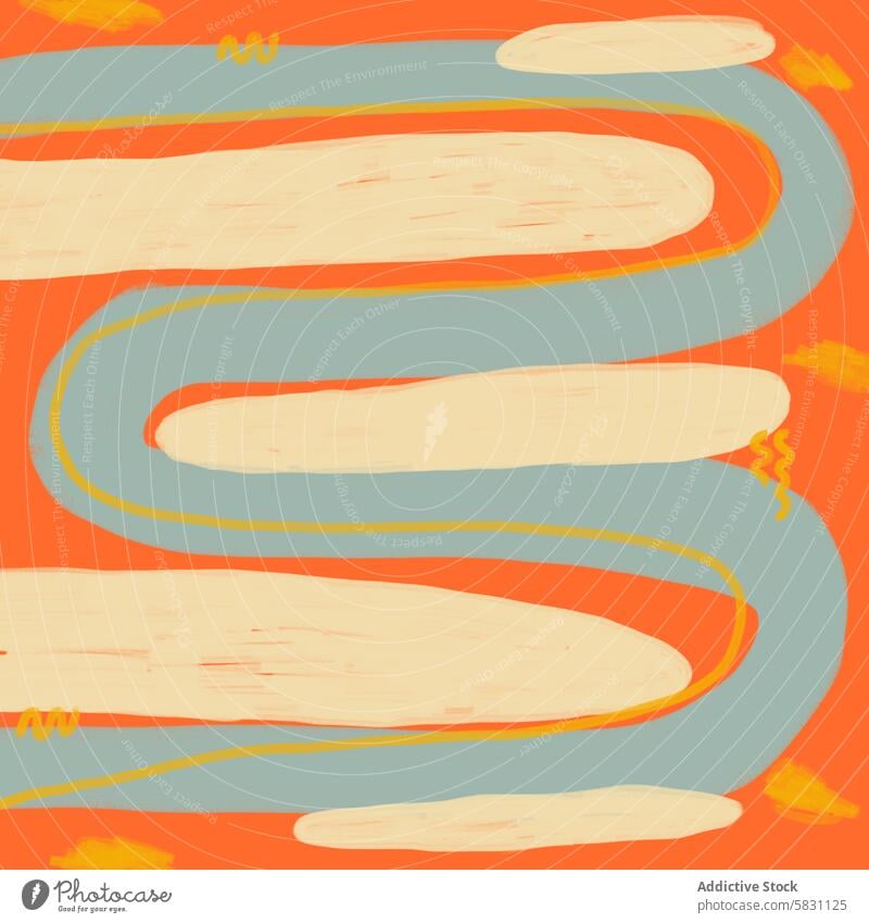 Abstract curvy shapes on a vibrant background abstract art lines warm color palette textured orange backdrop creative projects digital illustration contemporary