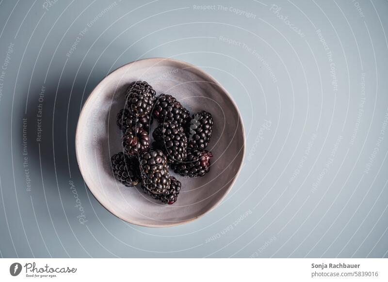 Fresh blackberries in a bowl. Top view. Blackberry fruit Fruit Delicious Food Nutrition Healthy Organic produce Healthy Eating Vegetarian diet Colour photo cute