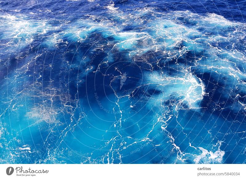 Neptune turns blue today Ocean Waves White crest Foam whitecap Blue Mediterranean sea Gale Cruise