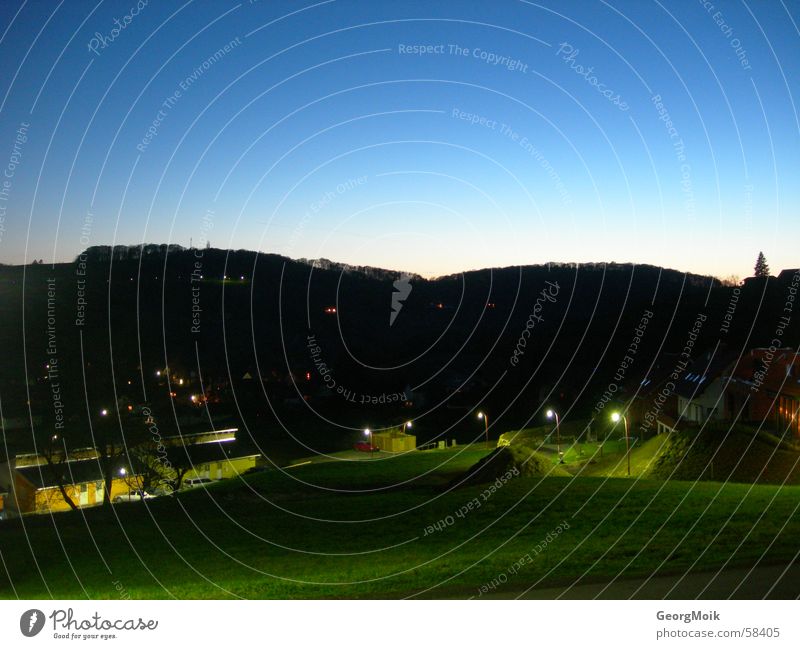 Twilight Evening Light Südsteiermark Blue Green Black Hill Long exposure Exterior shot Lantern Street lighting Evening sun Sunset Cold Spring Jump Austria