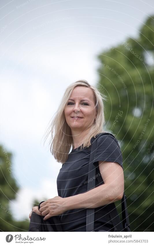 UT Leipzig 2024 | Cheerful to cloudy | I'm already upstairs - young blonde woman looks happily into the camera Woman portrait Face Adults Human being