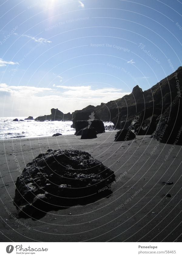 dream beach Beach Ocean Clouds Waves White Black Iceland Beautiful Dream Vacation & Travel Far-off places Stone Rock Mountain Water Sun Sky Blue Sand Bay North