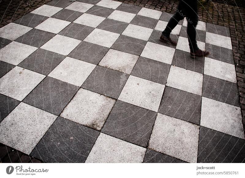 karlsruhelos .... Bishop moves diagonally in all directions as far as desired to free squares Chess Runner Playing field garden chess Outdoors black on white