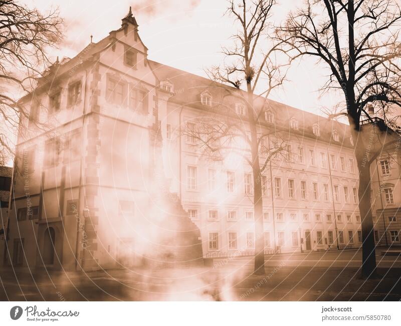 karlsruhelos .... Karlsburg in the clouds Durlach Castle Historic Tourist Attraction Old Karlsruhe Reaction Double exposure Sightseeing Illusion Silhouette