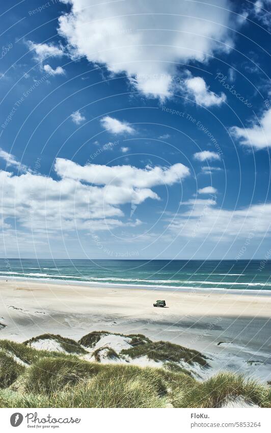 Car on the beach in the north of Denmark Beach coast Jutland North Jutland North Sea North Sea coast Ocean Sky Landscape Vacation & Travel Clouds Nature Sand