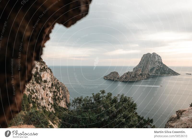 Sunset at Es Vedra and Es Vedranell at Ibiza. background balearic islands beach beautiful blue clouds coast color colors concept es vedra ibiza inspiration