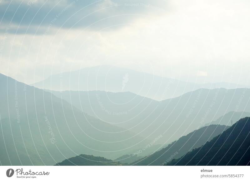 veiled mountain landscape Mountain Corsica mountainous obscured staggered Vacation & Travel Nature France Mediterranean island Blog Summer vacation Island Corse