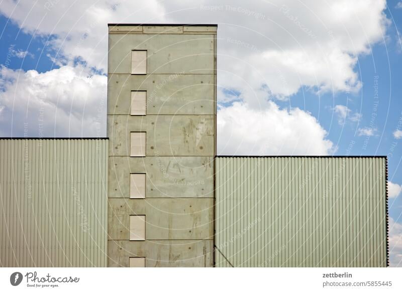 Unknown building, warehouse, hall, corrugated iron Architecture Berlin Office city Germany Facade Worm's-eye view Building Capital city