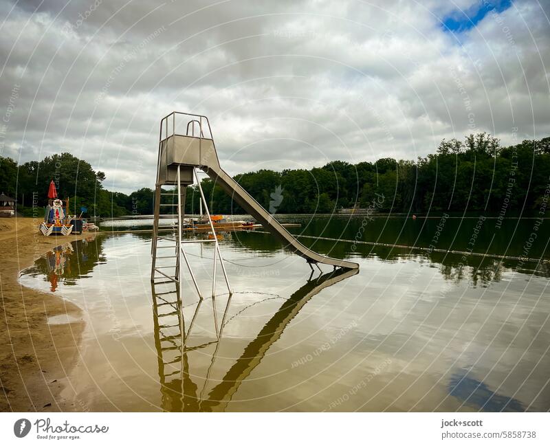 Mornings at Plötzensee with reflection lido sudden lake Vacation & Travel Slide Reflection Nature Silhouette Clouds Sky Lakeside Calm Idyll Berlin-Wedding