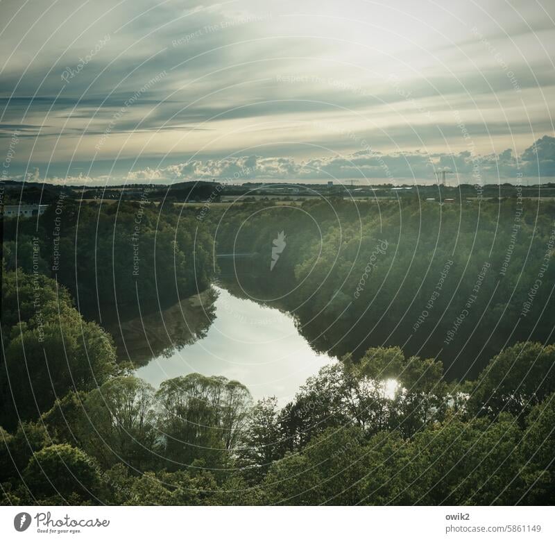 Oehna pre-dam Bautzen Backwater reservoirs farsightedness Far-off places Landscape Overview Environment Panorama (View) Dusk Lake Reservoir Sky Water Air