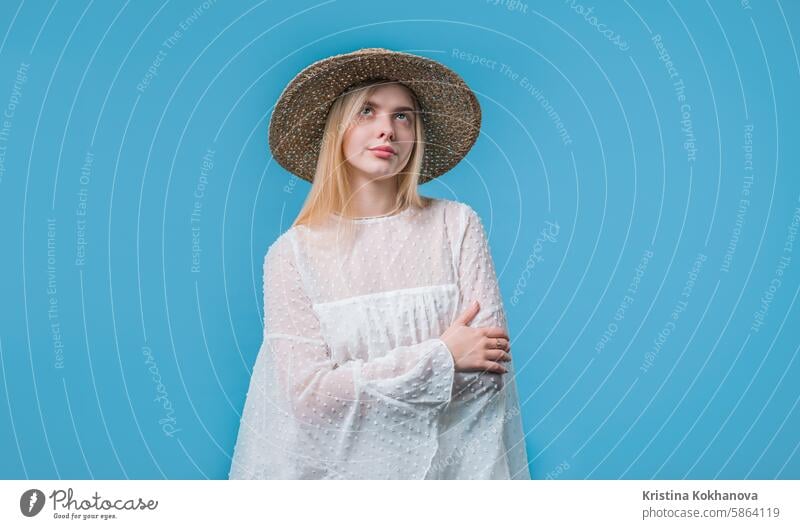 Bored upset woman sighs, rolling eyes on blue backdrop. Pretty teen, displeasure american annoyed attitude attractive background beautiful bored bored girl