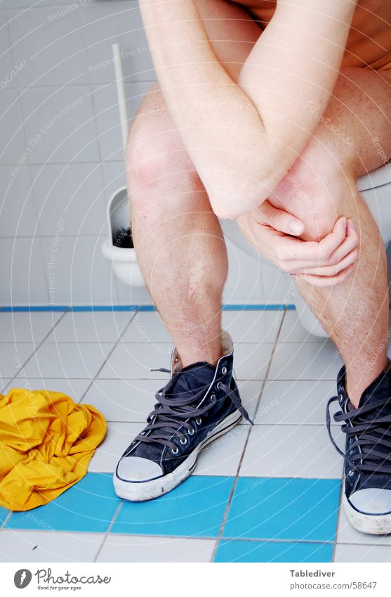 zappa style Bathroom Flow White Naked Man Chucks Footwear Hand Toilet brush Self portrait Blue Legs Arm frank zappa Sneakers