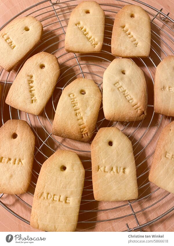 Christmas cookies with names Cookie Delicious cute Name cookies Christmas baking christmas time bake cookies made with love Gift tag Self-made name badges