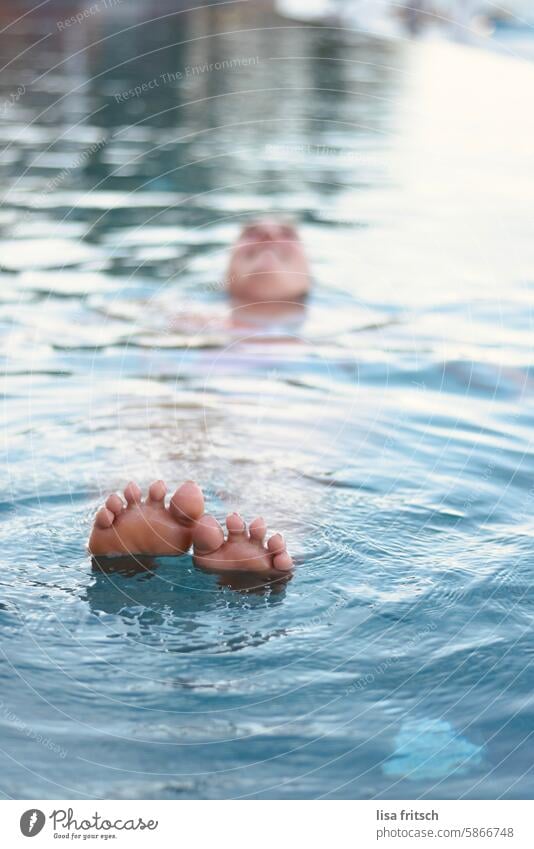 Summer at last Tourism bathe Swimming & Bathing pool Relaxation Refreshment Blue Vacation & Travel Summer vacation be afloat Wet swimming pool Water