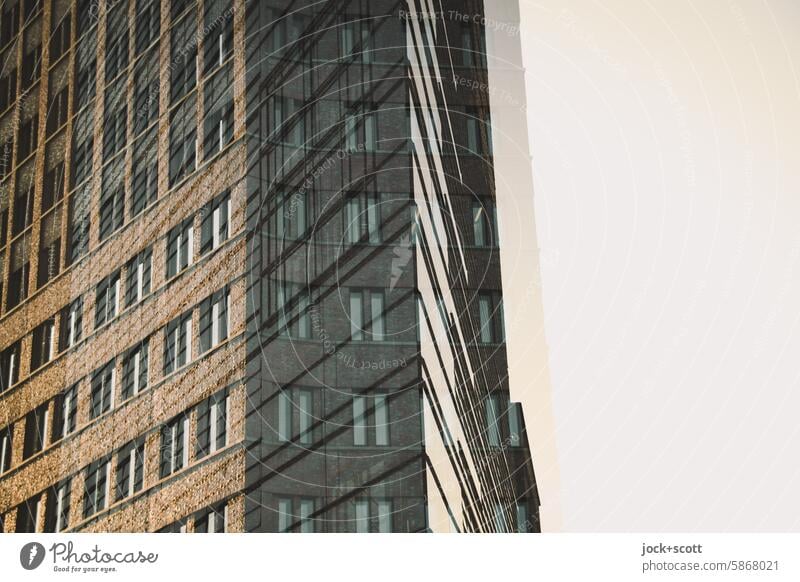 Berlin corner at Potsdamer Platz Corner Architecture Kollhoff Tower High-rise Modern Building Double exposure Abstract Facade Style Design Downtown Berlin