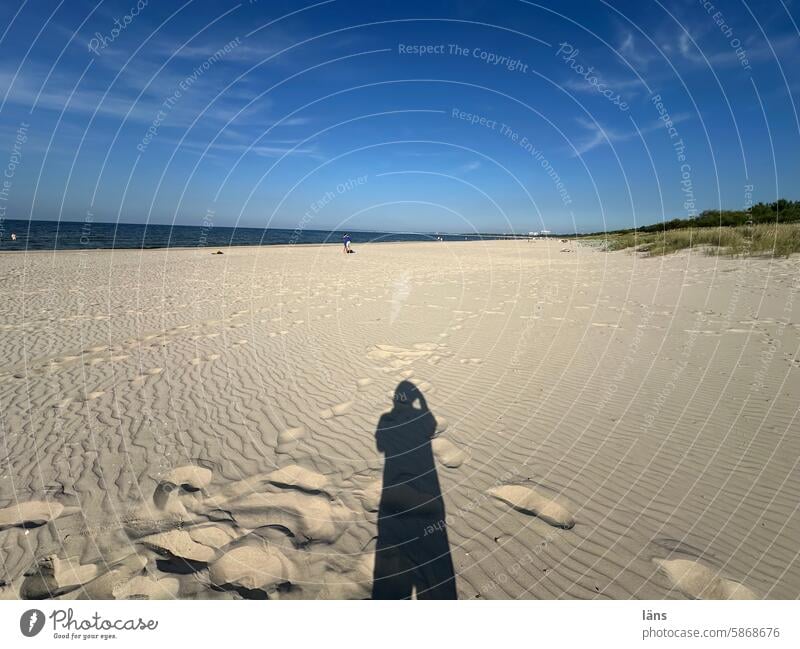 wide almost deserted stand Beach Sand Ocean coast Baltic Sea Vacation & Travel Baltic coast Tourism Mecklenburg-Western Pomerania Baltic beach Shadow