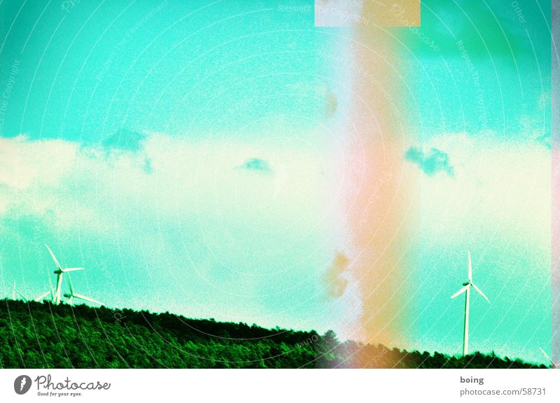 Ecos who live behind the woods one. Wind energy plant Alternative Renewable Electricity Broken Disturbance Electricity pylon Paper jam Renewable energy