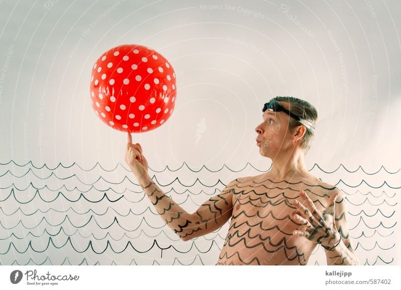 Aquarius Lifestyle Leisure and hobbies Playing Sports Swimming & Bathing Human being Masculine Man Adults Body Skin Head 1 Graffiti Rubber ball Beach ball Point